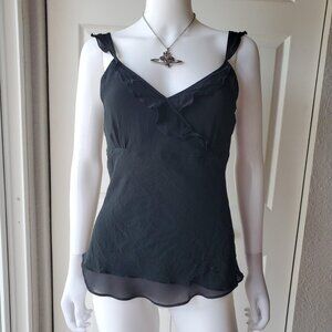 ann taylor y2k black silk sleeveless top